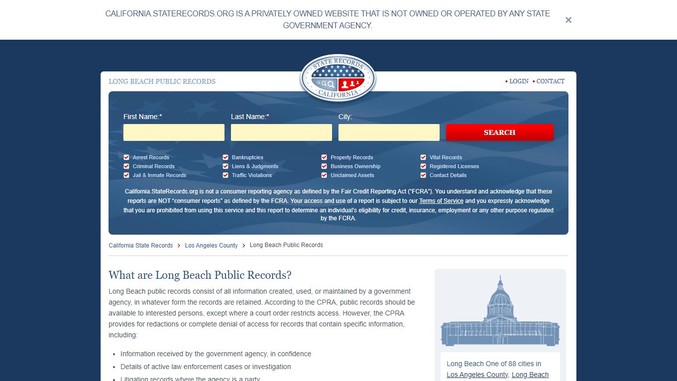 Long Beach Arrest and Public Records - StateRecords.org