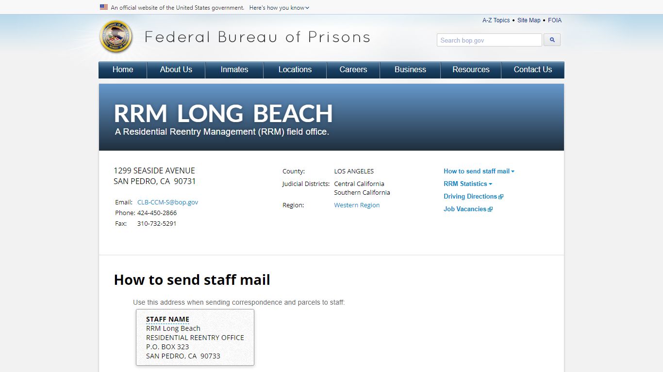 RRM Long Beach - Federal Bureau of Prisons